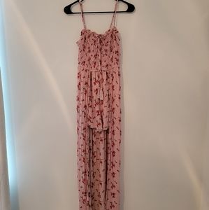 AE Floral Print High-Low Romper Maxi Dress